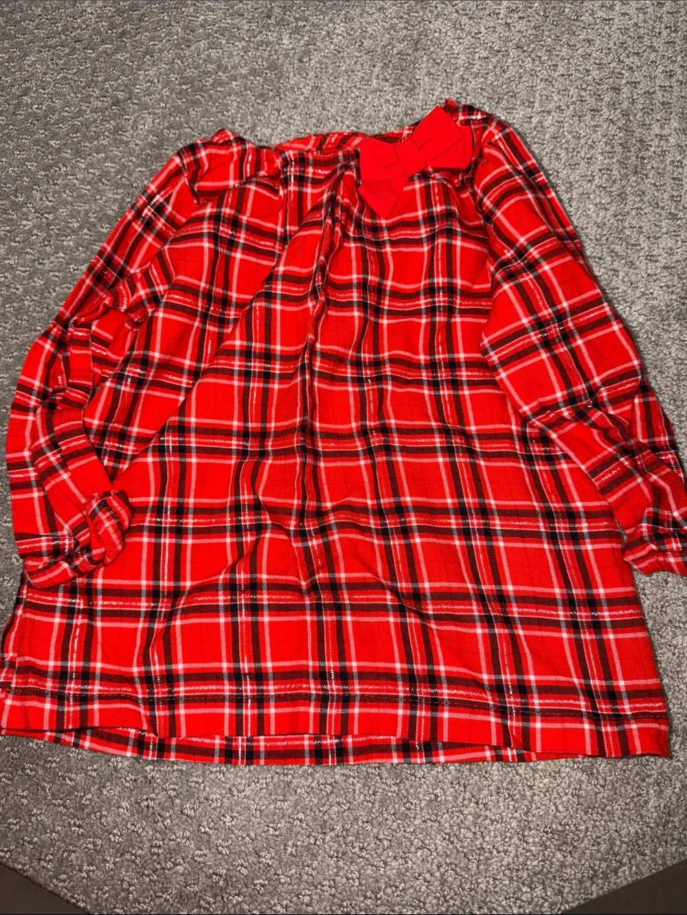 Carter's Red Plaid Long-Sleeve Top with Bow Detail